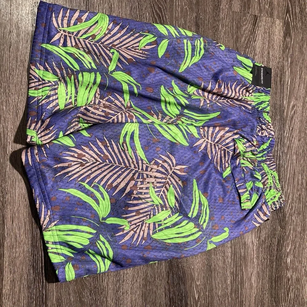 Jordan Jumpman Palm Printed Knit Shorts Mens Small Purple Green New